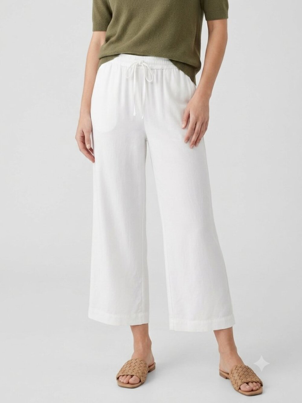 Splendid Wide Leg Crop Pants L White NWT Draped Flowy